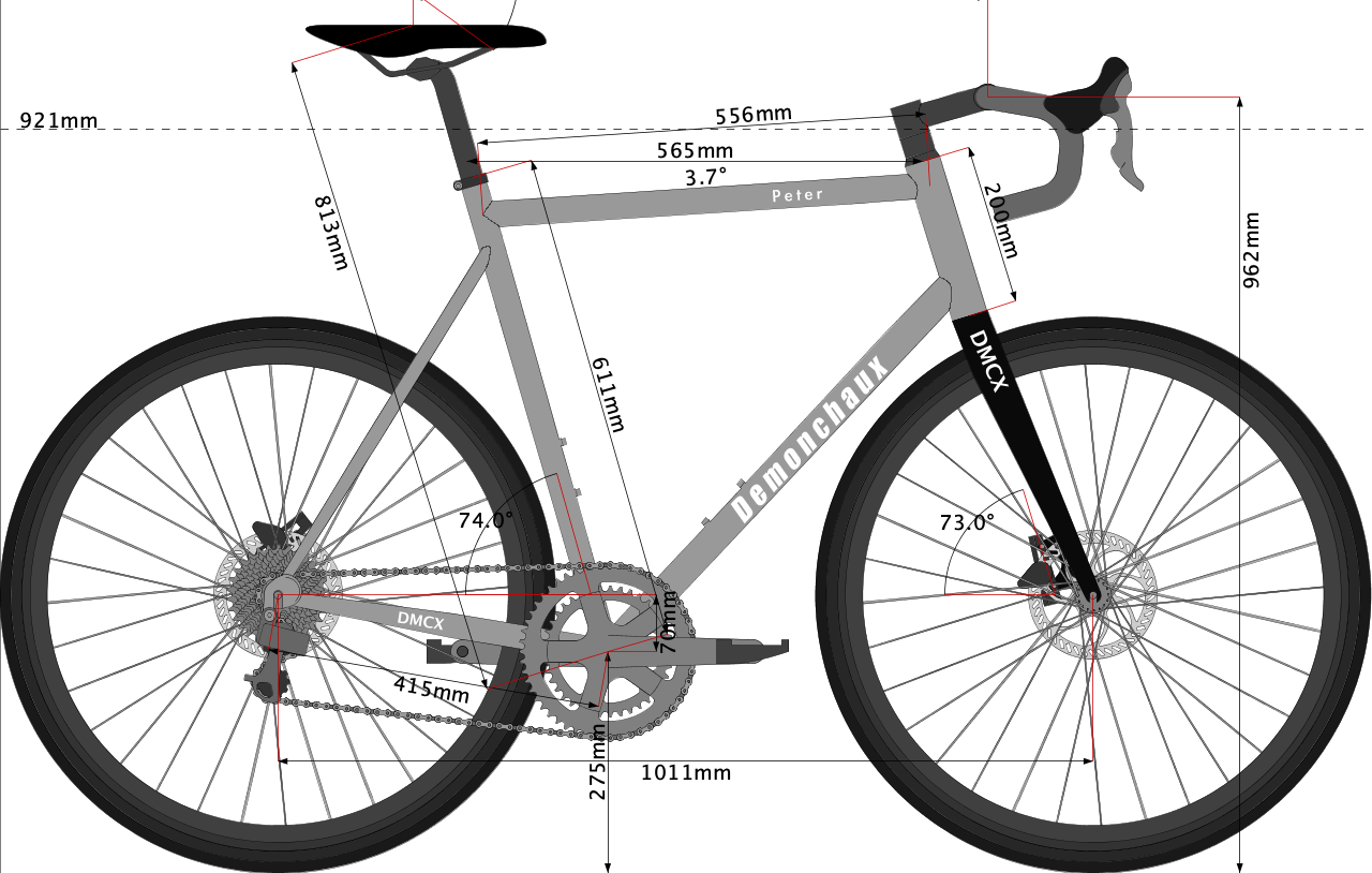 Sketch of titanium gravel bike designed for PEter