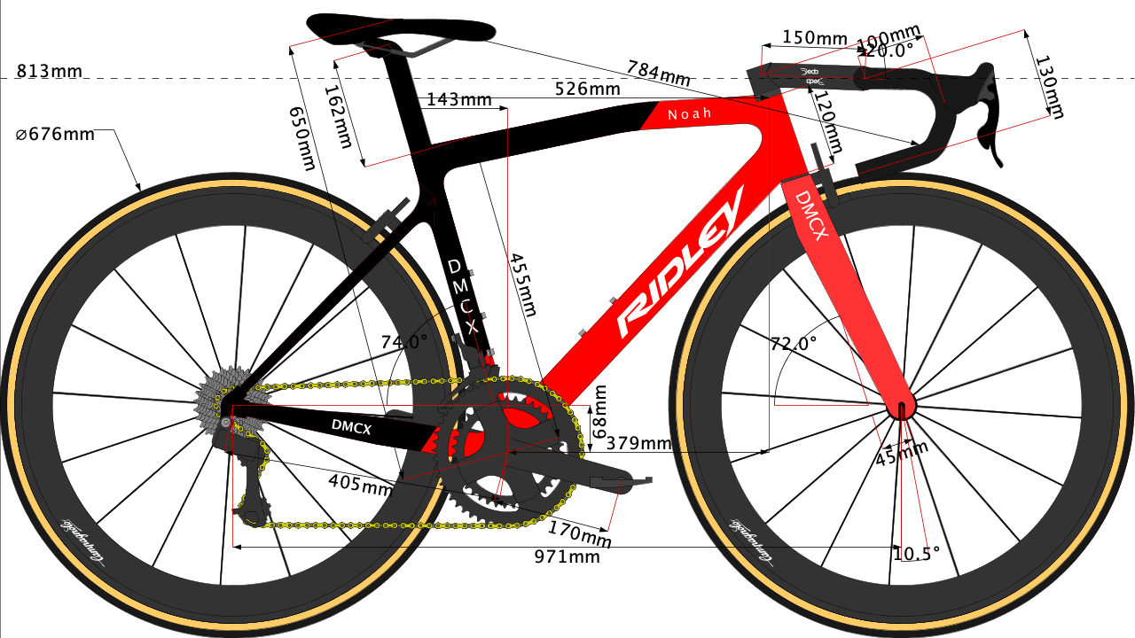 Caleb Ewan's bike geometry sketch
