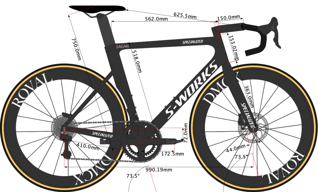 sketch of peter sagan 2020 Specialized Aero bike size