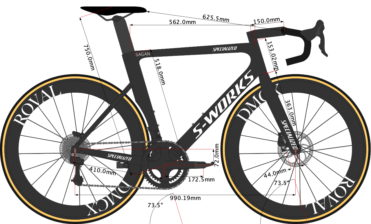 sketch of peter sagan 2020 Specialized Aero bike size