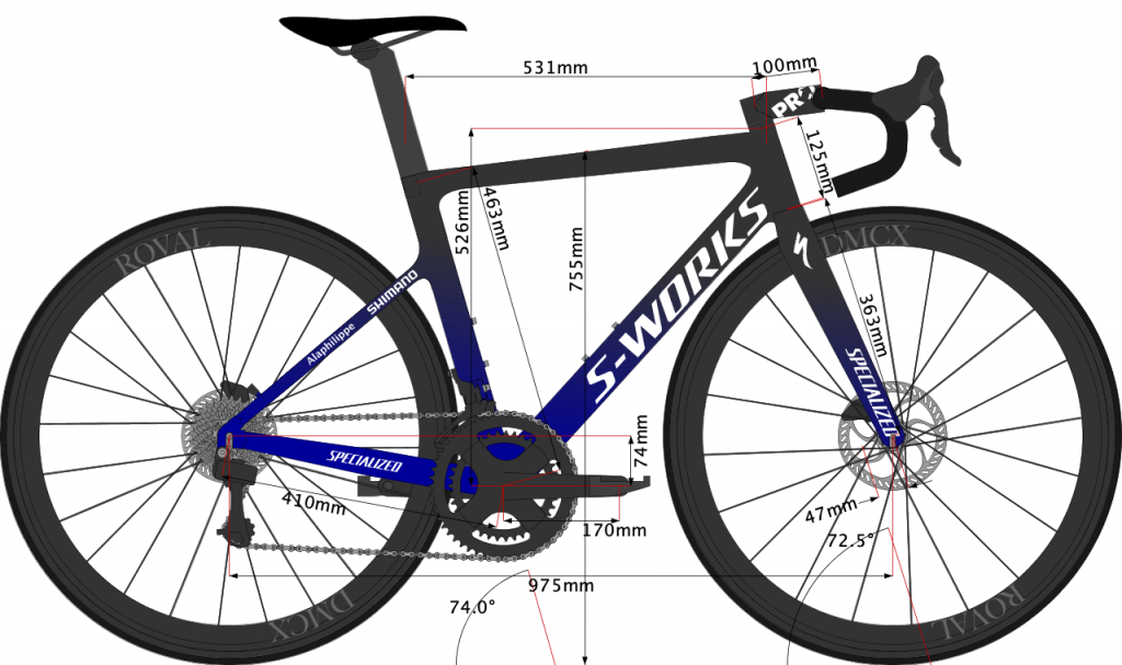 Sketch of the French pro road bike racer in size 52cm