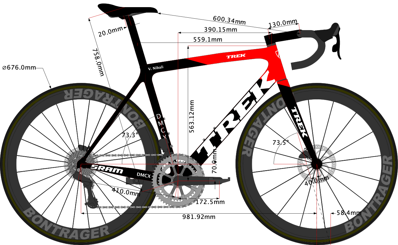 sketch of vicenzo nibali Trek Emonda size 56cm 2021 model