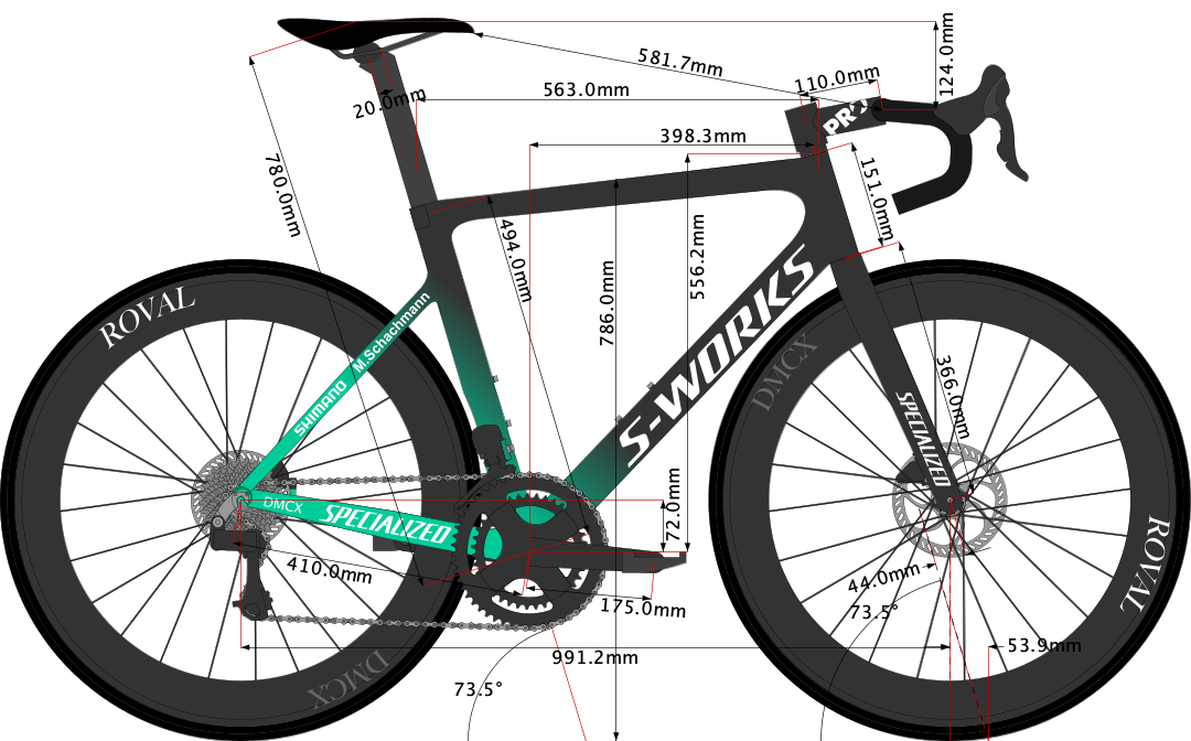 Maximilian Schachmann's Tarmac SL7 Bike Size 2021 sketch