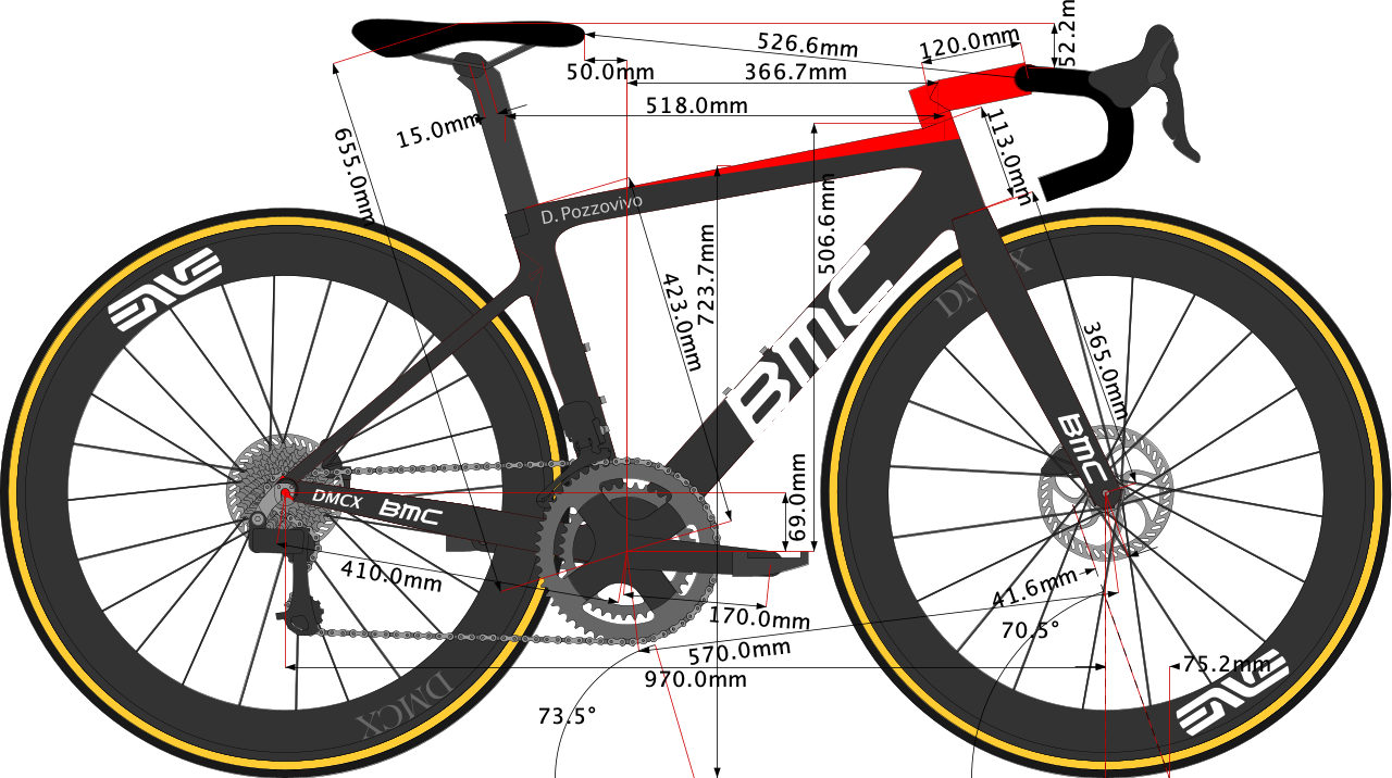 sketch of Domenico Pozzovivo's BMC Teammachine Bike Size 2021