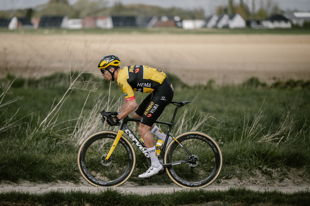 Christophe Laporte riding his Cervelo Caledonia 5 bike on Paris Roubaix 2022