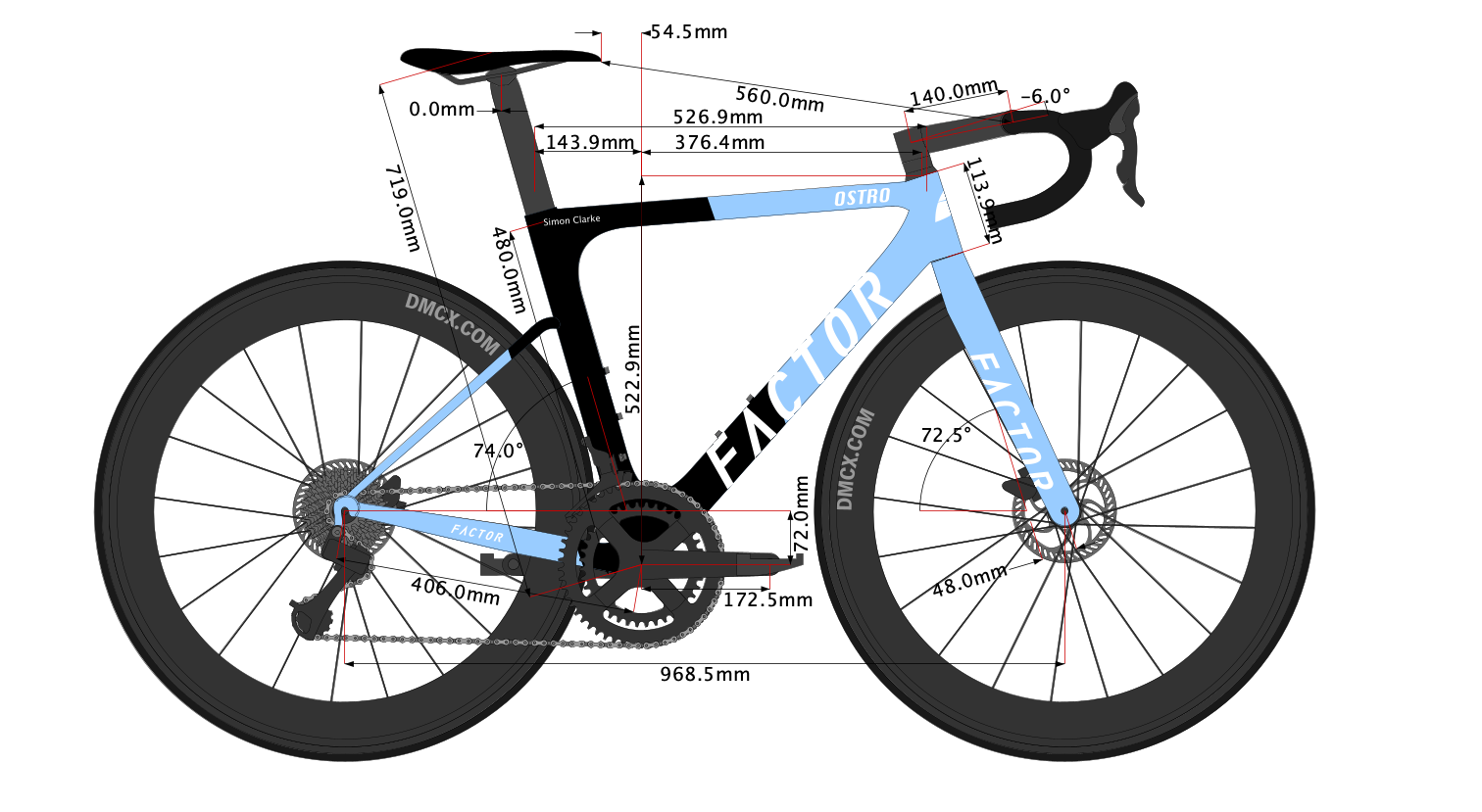 sketch of Simon Clarke's Factor Ostro Size 52cm 2022