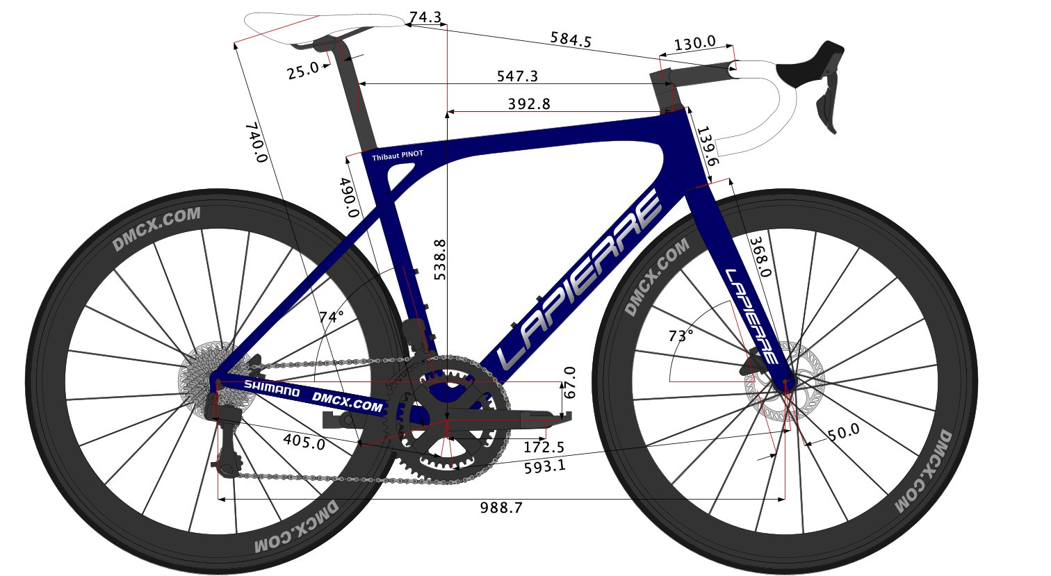 sketch of Thibaut Pinot's 2022 Bike Size