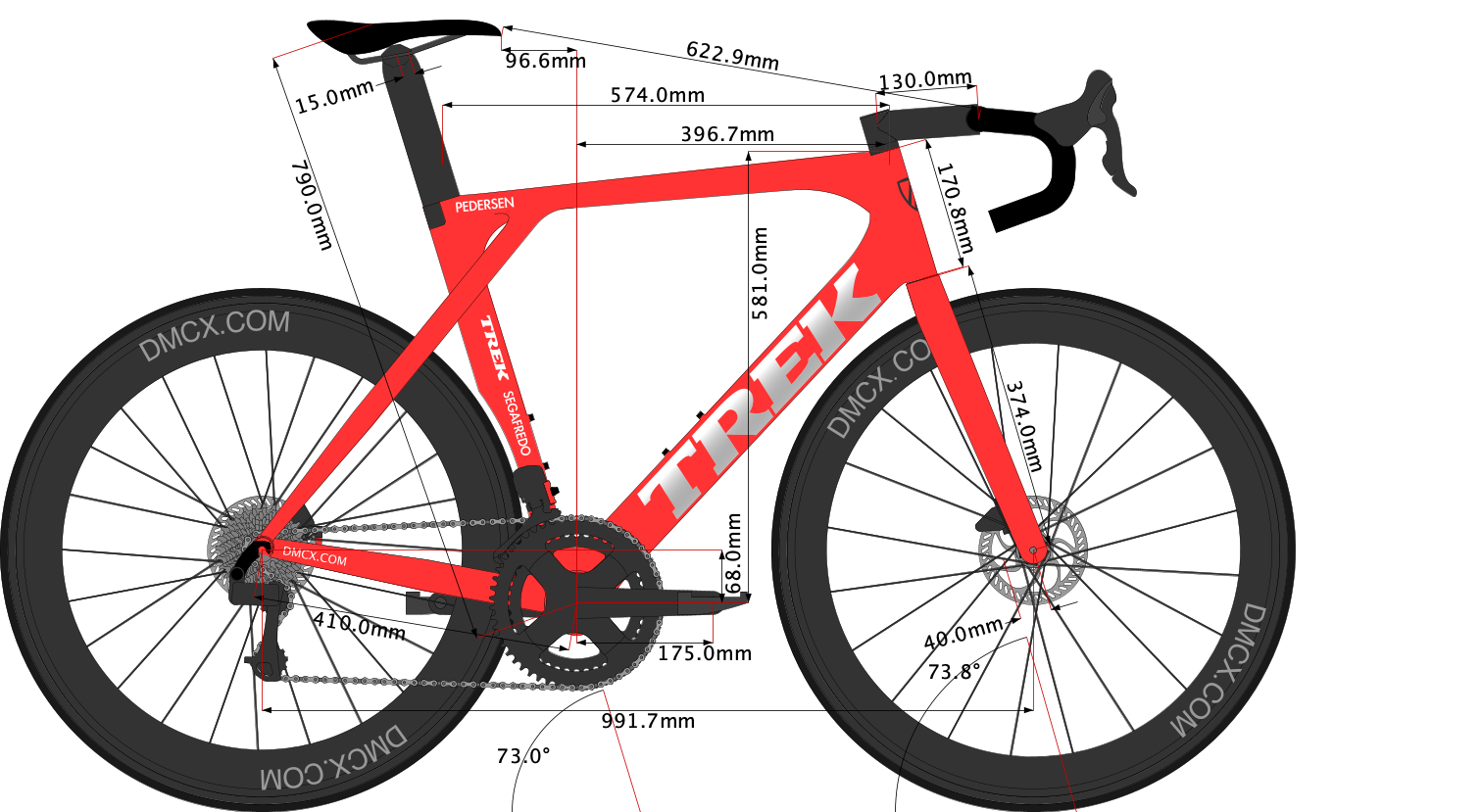 sketch of Mads Pedersen 2023 Trek Madone SLR gen 7 Size 58cm