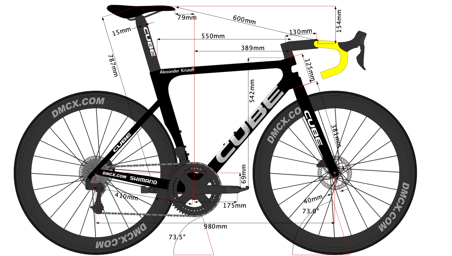 sketch of Alexander Kristoff's 2022 bike size Cube Litening C68X Team Edition 2022 Size 54cm
