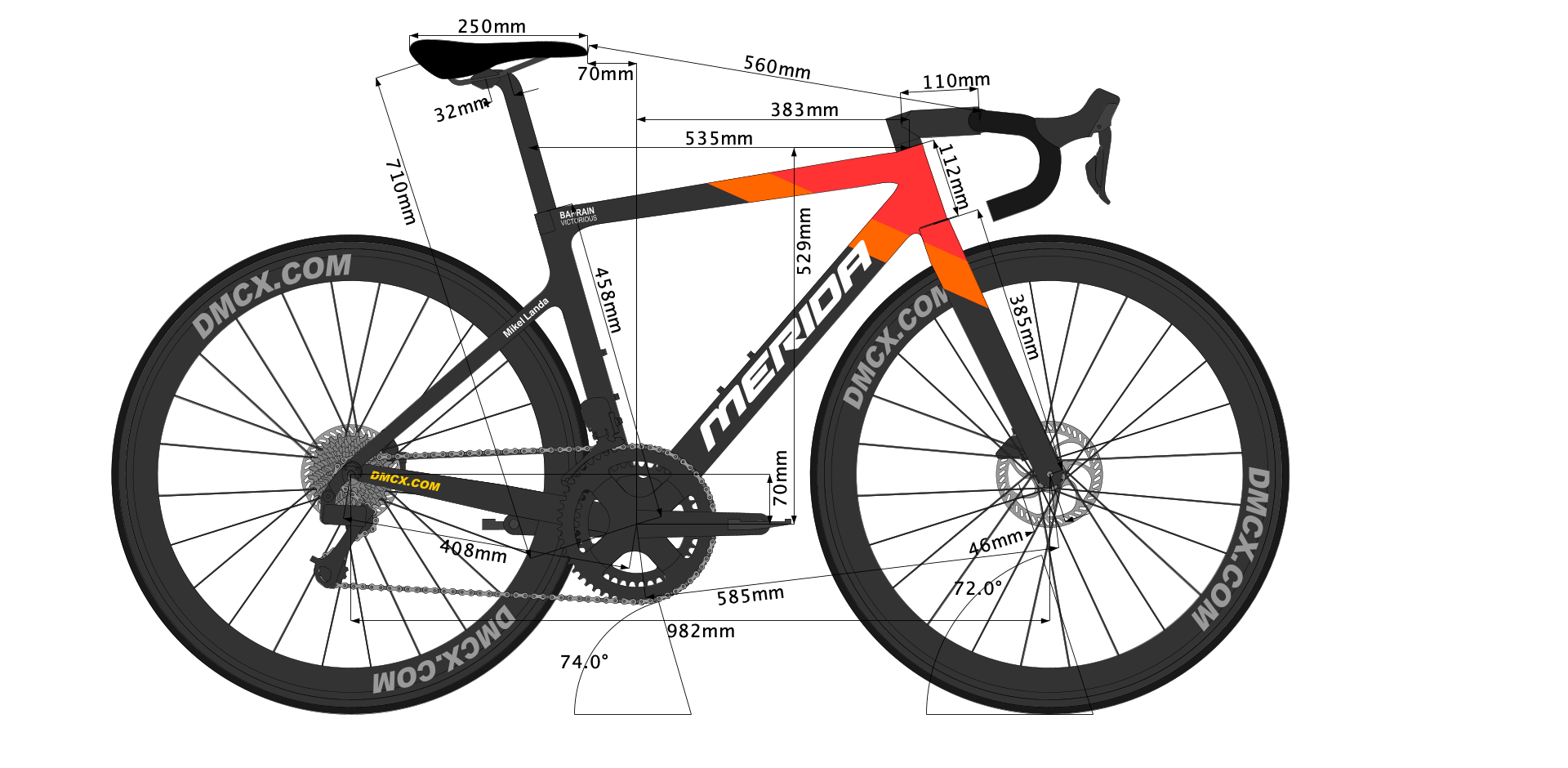 Sketch of Mikel Landa's Merida Scultura 2022 Bike Size XS