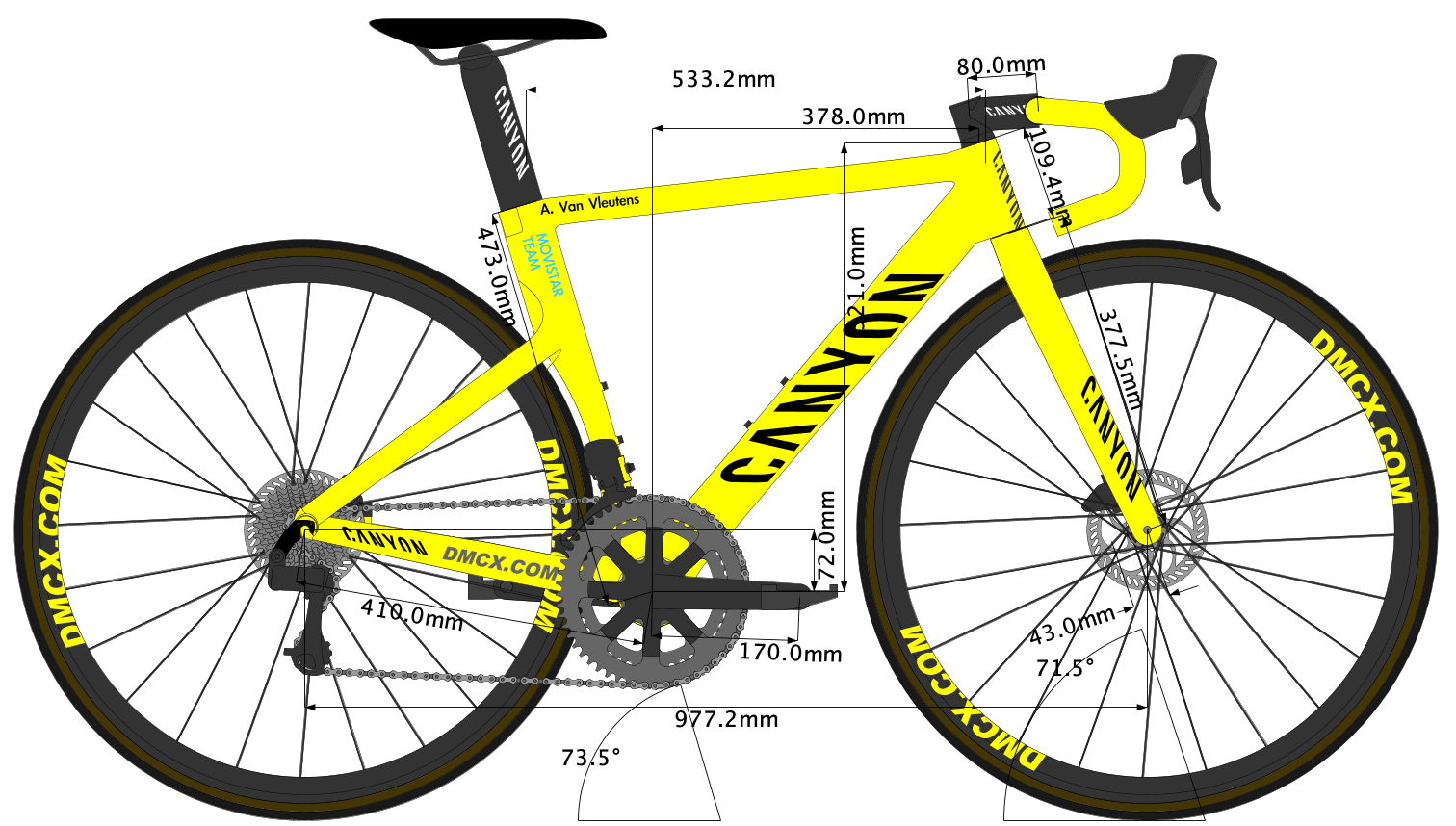 sketch of Annemiek Van Vleuten's 2022 bike in yellow color