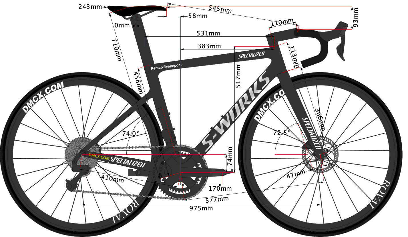 sketch of Remco Evenepoel's 2022 Bike size