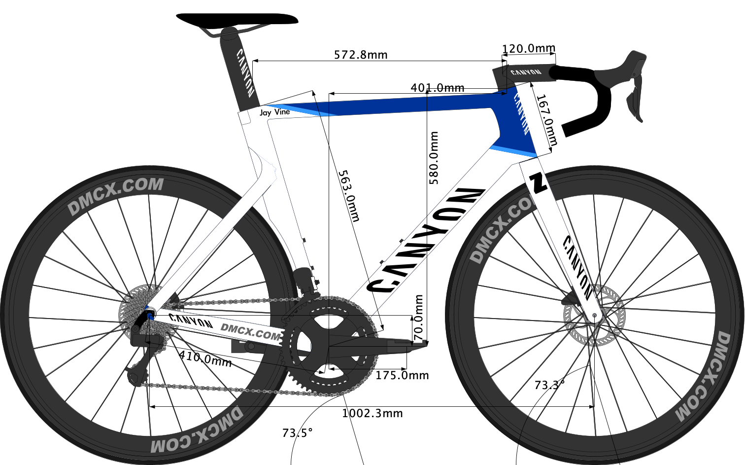 sketch of Jay Vine's 2022 Canyon Aeroad CFR Bike Size L (56cm)