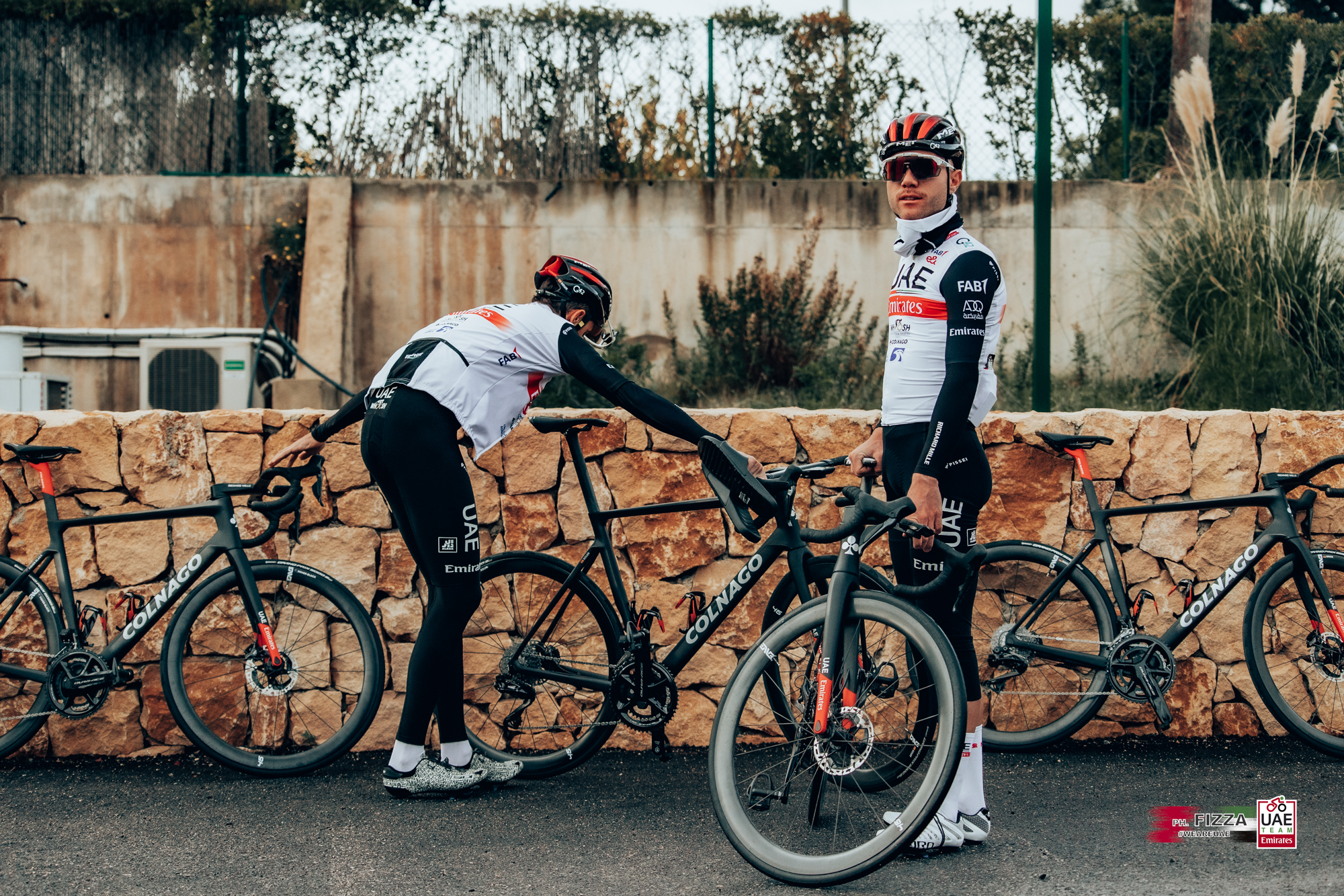 UAE Team Emirates 2023 at the Pre-Season Training Camp testing the new Colnago V4Rs and Shimano gears