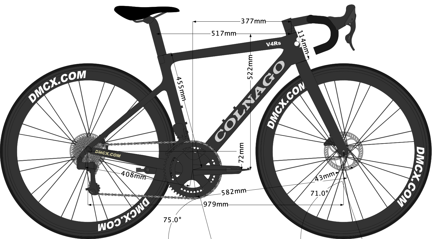 sketch of Colnago V4Rs bike size 455