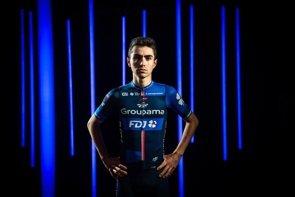 Lenny Martinez wearing his 2023 Groupama-FDJ team jersey
