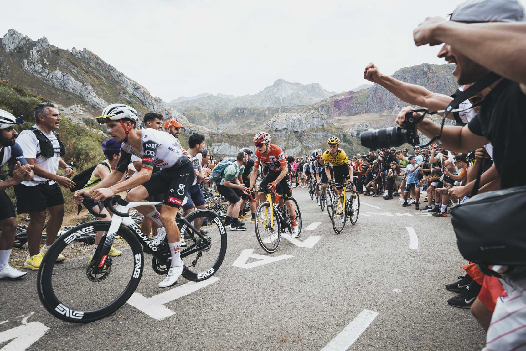 João Almeida riding the 2025 Colnago Y1RS size M with UAE Team Emirates during WorldTour race"