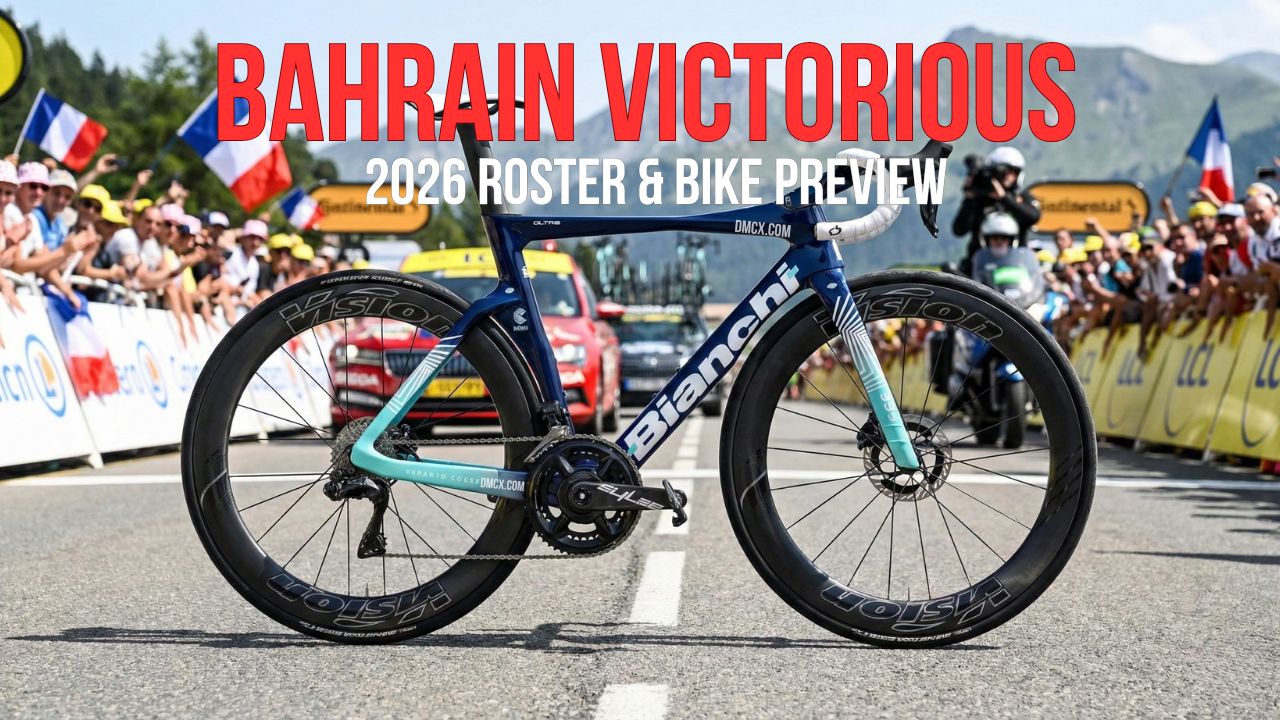 Bianchi Oltre RC 2026 Bahrain Victorious Team Bike with Vision Metron Wheels and FSA K-Force Crankset